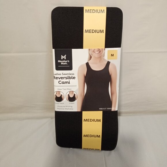Member's Mark Ladies Scoop Neck or V Neck‎ Seamless Reversible Cami Tank - Picture 1 of 2